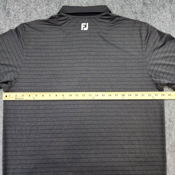 FootJoy Shirt Mens Large Gray Striped Polo Short Sleeve FJ Performance JGC Golf - Picture 4 of 16